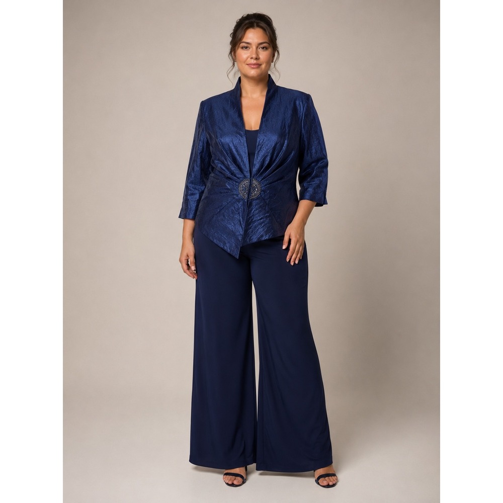 Jessica Howard Evening Jacket‎ Blazer Glam Regencycore Formal Blue Rayon Size 12